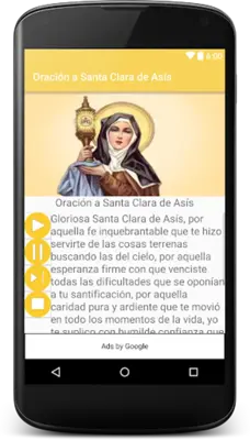 Oración a Santa Clara de Asís android App screenshot 1